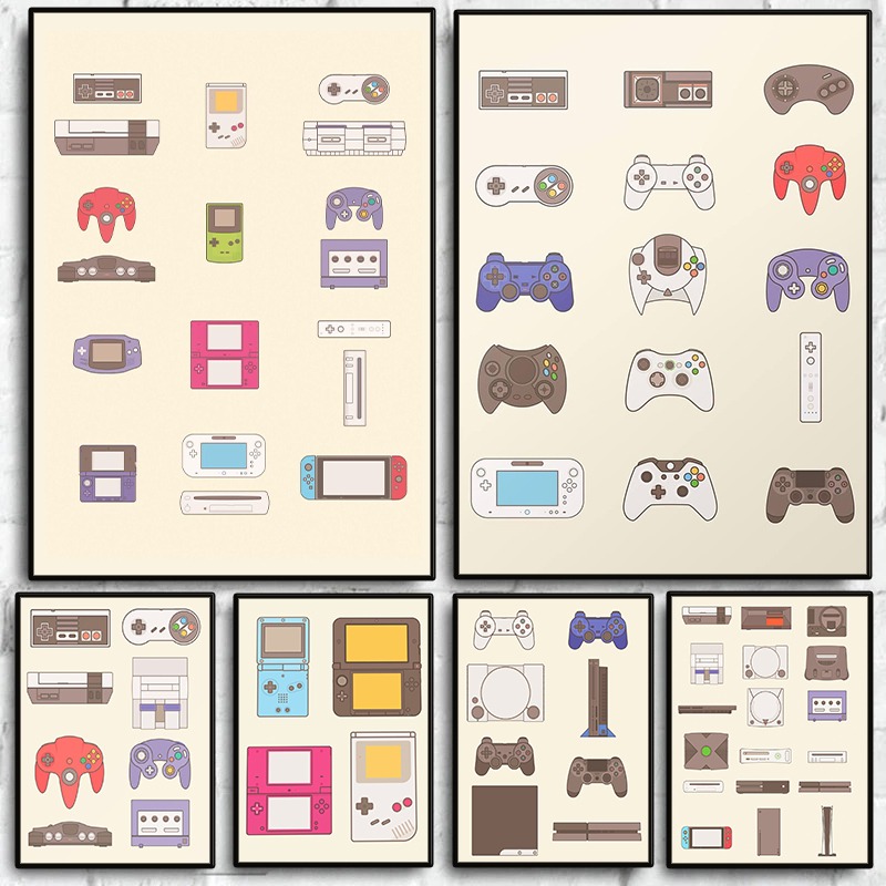 Gaming Console Games - Póster de Evolución de Videojuegos, Consolas