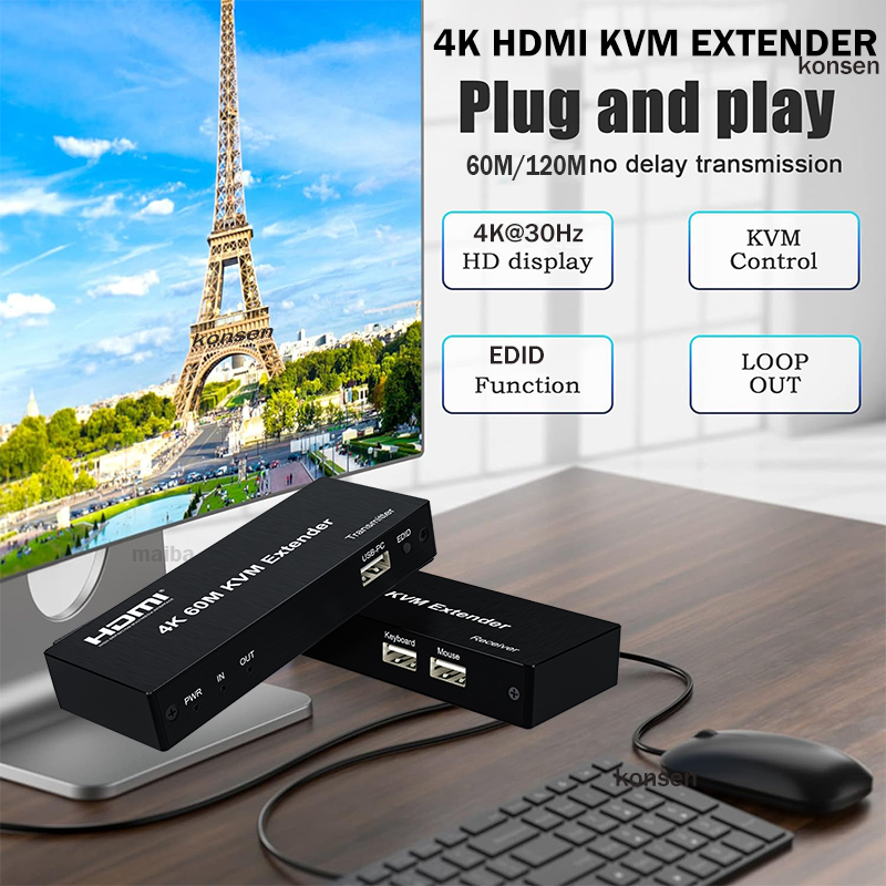 Extensor HDMI KVM 4K 120M 60M  - Lan Cable Gaming reseña y precio